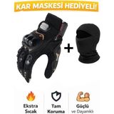 Probiker Korumalı EN13594 Sertifikalı Motosiklet Eldiveni Uzun Hediyeli - Renk: Siyah | Beden: 2XL
