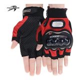 Probiker Motosiklet Eldiveni Kısa Yarım Parmak Motorcu Eldiveni - Korumalı Motor Eldiveni - Renk: Kırmızı | Beden: 2XL