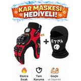 Probiker Sertifikalı yasaya uygun Tam Parmak Motosiklet Eldiveni + Termal Baklava - Renk: Kırmızı / BASKILI | Beden: XL - Kırmızı - Antrasit