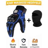 Probiker Sertifikalı yasaya uygun Tam Parmak Motosiklet Eldiveni + Termal Baklava - Renk: Mavi / Siyah | Beden: 2XL