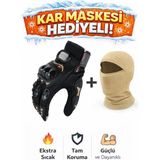 Probiker Sertifikalı yasaya uygun Tam Parmak Motosiklet Eldiveni + Termal Baklava - Renk: Siyah / Bej | Beden: L - Siyah - Bej