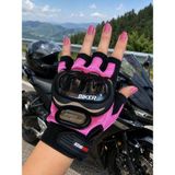Probiker Yarım Parmak Korumalı Motosiklet Eldiveni - Renk: Pembe Beden: M