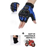 Probiker Yarım Parmak Motor Sürüş Eldiveni - Renk: Mavi Beden: L