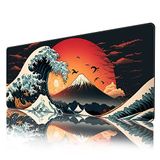ProbTis Anime Masa Paspası, Japon Oyun Mouse Pad Büyük, XL Havalı Klavye Fare Altlığı, Oyun için Kanagawa Büyük Dalga Fare Altlığı, Ev Ofis için Büyük Genişletilmiş Masa Koruyucu, 80 cm x 30 cm