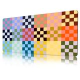 ProbTis Renkli Damalı Mouse Pad, Geometrik Damalı Masa Paspası, XXL Anime Oyun Klavyesi Mat, Kaymaz Kauçuk Taban, Ev Ofis için Büyük Genişletilmiş Masa Koruyucu, 89,9 x 39,9 cm (Renkli Kareli)