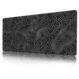 ProbTis Siyah Topografik Harita Mouse Pad, Havalı Minimalist Masa Paspası, XXL Anime Oyun Klavyesi Mat, Kaymaz Kauçuk Taban, Ev Ofis için Büyük Genişletilmiş Masa Koruyucu, 89,9 cm x 39,9 cm (Siyah