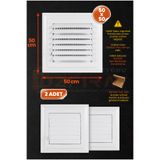 Process Özfırat Pvc Yapı / Menfez 50x50 Cm Banyo / Wc Havalandırma Menfezi / Plastik Beyaz Renk - 2 Adet