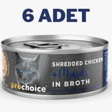 Prochoice 6x70 gr Deluxe Shredded Chicken Mussels Kedi Konservesi