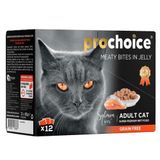 ProChoice Pouch Jöle İçinde Somonlu ve Ciğerli Tahılsız 85 gr 12 Adet Yetişkin Kedi Konservesi
