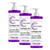 PROCSIN Gözenek Sıkılaştırıcı Kolajen Yüz Temizleme Jeli, Derinlemesine Temizlik & Cilt Sıkılaştırıcı, Günlük Kullanım, 150 ML (3 paketi)