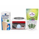 ProDerm Profesyonel Ağda Seti, Wax Heater 45 + Vi-Vet Azulen Granül Sir El Ağdası 250g + 100 Adet Tahta Spatula