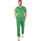 Prof. Adrenaline Erkek Scrubs Tek Üst – Modern V Yaka, Özel Kesim, 3 Cepli, Yumuşak ve Rahat Doktor / Hemşire Forması - Koyu Yeşil - 2XL