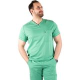 Prof. Adrenaline Erkek Scrubs Tek Üst – Modern V Yaka, Özel Kesim, 3 Cepli, Yumuşak ve Rahat Doktor / Hemşire Forması - Yeşil