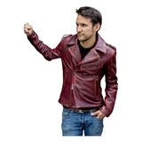 Prof Model Silme Hakiki Koyun Derisi Bordo Renk Biker Mont - 2XL