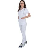 Prof Peace Kadın Scrubs Takım – Çok Cepli, Dayanıklı ve Modern Kesimli Doktor Hemşire Forması - Beyaz - 2XL