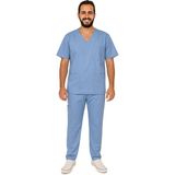 Prof Victory Erkek Scrubs Takımı – Çok Cepli, Likralı Doktor Hemşire Forması - Açık Mavi - 2XL