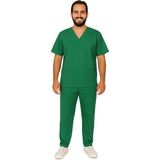 Prof Victory Erkek Scrubs Takımı – Çok Cepli, Likralı Doktor Hemşire Forması - Yeşil - XL
