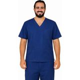 Prof Victory Erkek Scrubs Tek Üst – V Yaka, 5 Cepli, Esnek ve Yumuşak Doktor / Hemşire Forması - İndigo - 2XL
