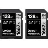 Professional 1667X Sd Kart 128 GB 2 Paket, Sdxc Uhs-Iı Bellek Kartı, 250 Mb/s'ye Kadar Okuma, 120 Mb/s'ye Kadar Yazma, Sınıf 10, U3, V60, Sd Için Fotoğrafçı, Videografer (LSD1667128G-B2NAA)