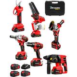 Professional 6 Lı Set 21V Darbeli Hilti Taşlama Testere Makas Matkap Vidalama Somun Sıkma