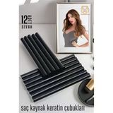 Professional Saç Kaynak Keratin Çubuğu, 12 Adet Siyah Güçlü Yapıştırıcı Keratin Kaynak Çubukları 720351