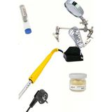 Profesyonel 30W Topraklı Havya Kalem Seti + Büyüteçli Stand + Lehim Pastası ve Teli - Seçenek 1