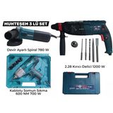 Profesyonel 3'Lü Muhteşem Set - 2.28 Kırıcı Delici Hilti 1200 W, Devir Ayarlı Spiral 780 W Ve Somun Sıkma 600 Nm