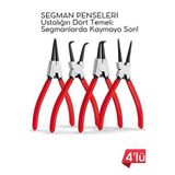Profesyonel 4'Lü Segman Pensesi Seti | 18 Cm | İç Dış Eğri Düz Uçlu Yaylı Pense Takımı 722504