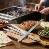 Profesyonel Adana Kebap Şişi - 60 Cm - Yassı Metal - Mangal Ekipmanı
