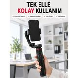 Profesyonel Aı Gimbal Selfie Stick Yüz Takipli Telefon Sabitleyici Bluetooth Kumandalı Katlanabilir Tripod