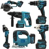 Profesyonel Akülü 6Lı Set Makina 88Vf 5Ah 125Mm Avuç Taşlama, Sds Plus Kırıcı Delici Hilti, Somun Sıkma Sökme, Vidalama Matkap, Daire Testere, Dekupaj Eea370