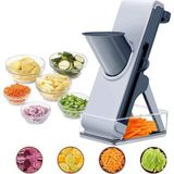Profesyonel Basmalı Rende Doğrayıcı – 3 Bıçaklı Paslanmaz Çelik Kesme, Mandolin Doğrama ve Rendeleme Aleti – Sebze, Meyve, Peynir, Salata ve Pratik Mutfak Kullanımı Için Ergonomik Tasarım - Ahşap