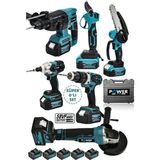 Profesyonel Brushless 6'lı Set Şarjlı Hilti Şarjlı Taşlama Şarjlı Darbeli Matkap Makas Testere