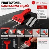 Profesyonel Cam Kazıma Bıçağı – Seramik, Cam Ocak ve Etiket Temizleme Kazıyıcı – 2 Yedek Bıçaklı, Ergonomik Abs Saplı - KAZIYICI APARAT