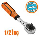 Profesyonel Cırcır Kol Lokma Anahtarı 1/2'' – Ergonomik Kaymaz Saplı, Dayanıklı Krom Kaplama