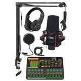 Profesyonel Condenser Mikrofon Ve Ses Kartı Seti - Kulaklık Ve Stand