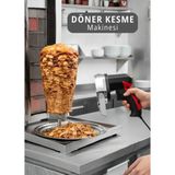 Profesyonel Elektrikli Döner Ve Kebap Kesme Makinesi – 10 Cm Paslanmaz Çelik Bıçaklı