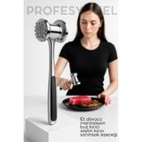 Profesyonel Et Dövücü Tokmak, Paslanmaz Çelik, 22 Cm, Marinasyon ve Zeytin Kırıcı - Ahşap - Bej - Seçenek 1