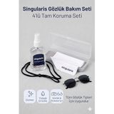 Profesyonel Gözlük Bakım Ve Aksesuar 4'lü Tam Set - Temizleme Spreyi + Bez + İp + Kılıf