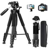 Profesyonel Kamera Tripodu, 175 Cm Uzunluğunda Tripod, 360 Derece Manevra, Metal Dayanıklı Gövde, Taşıma Çantalı, Kamera ve Telefon İle Uyumlu, Ev Ofis İş Yeri Kullanımına Uygun Kamera Tripodu
