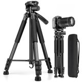 Profesyonel Kamera Tripodu - 360 Derece Manevralı, 175 cm Uzunluğunda Kamera Tripodu, Taşıma Çantası İle, Kamera ve Telefon Uyumlu, Ev Ofis İnfluencer Vlog Çekimi Metal Tripod Kamera