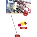 Profesyonel Mega Oto Fırçası ve Krom Sap Seti, Otomobil Minibüs Otobüs Yıkama Fırça + Krom Sap 130CM - Renk - (Washed)Blue