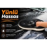Profesyonel Mikrofiber Yünlü Oto Yıkama Eldiveni Çiziksiz Hassas Temizlik Eldiveni Yumuşak Dokulu Detay Temizlik Iç Dış Kullanım - Siyah
