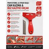 Profesyonel Oynar Başlı Cam Kazıma ve Buz Kazıyıcı Bıçak - Ergonomik Plastik Saplı, 2 Adet SK5 Yedek Bıçaklı Temizlik Raspası