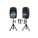 Profesyonel PA Kabin Hoparlör 15" Bluetooth Taşınabilir Şarjlı RGB Işıklı Karaoke Ses Sistemi 900W