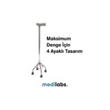 Profesyonel Quadripod Denge Bastonu 4 Ayaklı Tripot Model Kaymaz Pabuç Ayarlanabilir Alüminyum Baston