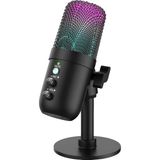 Profesyonel Rgb Oyuncu Stüdyo Mikrofonu, 24BIT 48KHZ Yüksek Ses Kaliteli USB Kablolu Rgb Işıklı Masaüstü Bilgisayar Uyumlu Vlogger Yayıncı Podcast Gam - Standart - Renkli