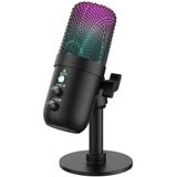 Profesyonel RGB Oyuncu Stüdyo Mikrofonu, 24Bit 48kHz Yüksek Ses Kaliteli USB Kablolu RGB Işıklı Masaüstü Bilgisayar Uyumlu Vlogger Yayıncı Podcast Gamer Müzik Kayıtları İçin Profesyonel Mikrofon