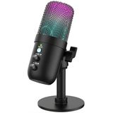 Profesyonel RGB Oyuncu Stüdyo Mikrofonu, 24Bit 48kHz Yüksek Ses Kaliteli USB Kablolu RGB Işıklı Masaüstü Bilgisayar Uyumlu Vlogger Yayıncı Podcast Gamer Müzik Kayıtları İçin Profesyonel Mikrofon