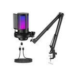 Profesyonel RGB USB Mikrofon Seti Podcast Yayın Oyun YouTuber Stüdyo ve İnfluencer Kayıt Mikrofonu